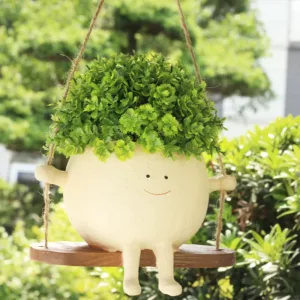 Cute Light Yellow Swing Small Flower Pot