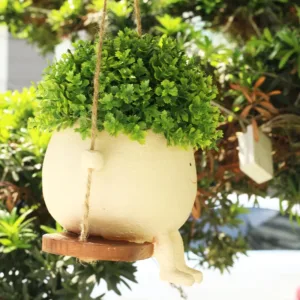 Cute Light Yellow Swing Small Flower Pot